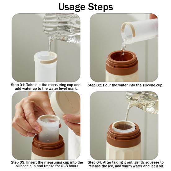 2 in 1 Ice Cube Bottle Portable Silicone Ice Cube Cup with Ice Cube Mold Easy Press to Release Ice Maker for Outdoor Travel Home Office