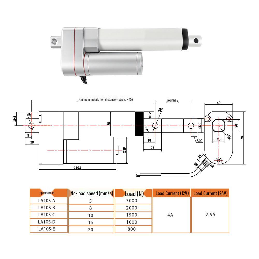 Electric Linear Actuator 100mm Stroke 3000N