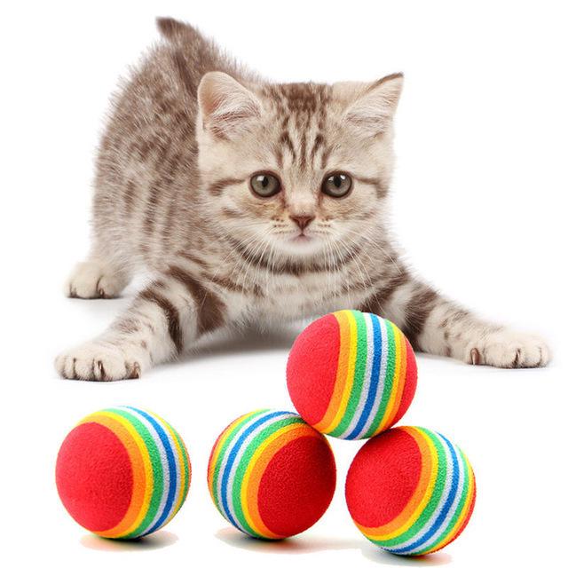 Molar Bite-Resistant Rainbow Ball: Silent Elastic Cat & Dog Toy for Self-Play & Boredom Relief