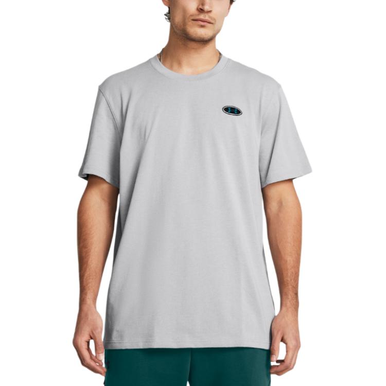Under Armour Logo Crew Neck Heavyweight Casual Soft Comfortable Short Sleeve T-Shirt Men Tops Modern-Gray 1382902-011