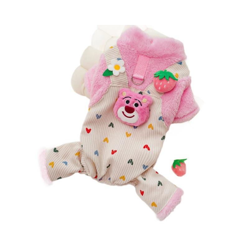 New Pet Autumn and Winter Quad Dog Cat Clothes Fleece Dog Strap Teddy Bigbear Corgi Cat Supplies