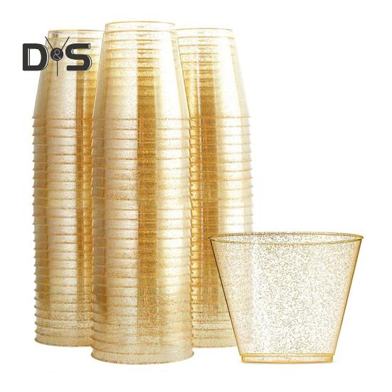 Food Grade 10Pcs 270ML Disposable Plastic Dessert Cup Decorative Creative Glitter Surface Water Cup Party Supplies