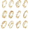 12-Piece Vintage Adjustable Beach Toe and Pinky Rings with Hollow Heart Designs