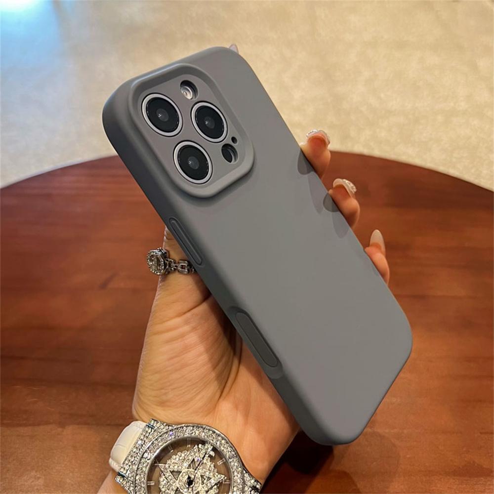 For iPhone 16 Pro Max Case Precise Cutouts Liquid Silicone+PC Phone Cover with Camera Touch Control Button