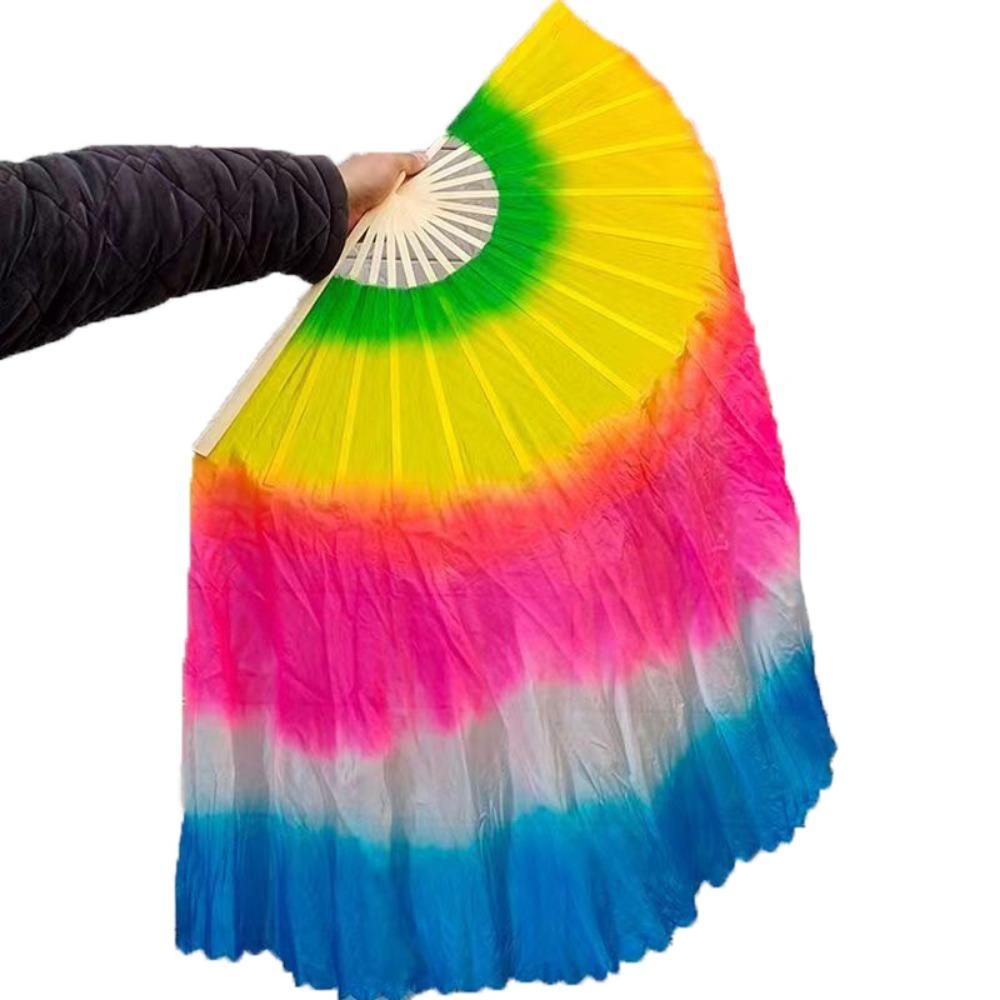 Colorful Kids Children Bamboo Fans 36cm Bamboo Hand Dye Adults Fan Veil Pairs Yangko Dance Tools