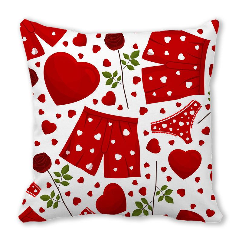 Home Decor Red Heart Patterns: Love themed Pillow Covers Pattern Cushion Cover Suitable for Sofa Bedroom Car Pillow Cover