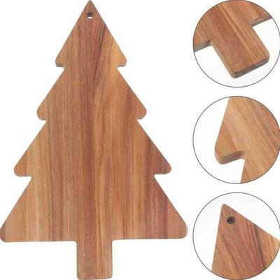 Wooden Christmas Tree Charcuterie Board Tree-shaped Cheese and Dessert Serving Tray with Handle Holiday Salad Platter