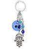 Blue Evil Eye Hamsa Hand Beads Keychain Keyring For Women Men Glass Vintage Round Turkish Eye Fatima Hand Tassel Bag Car Jewelry