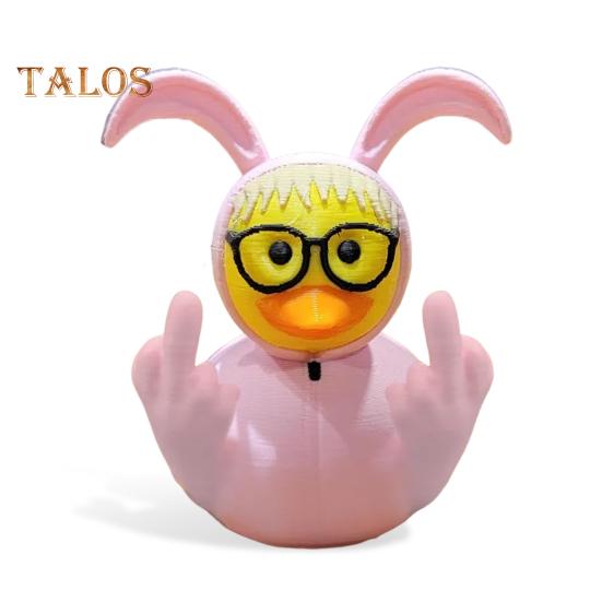 Middle Finger Duck Figurine Bunny Ears Duckling Statue Desktop Duck Ornament Easter Gift for Duck Lovers Office Decor