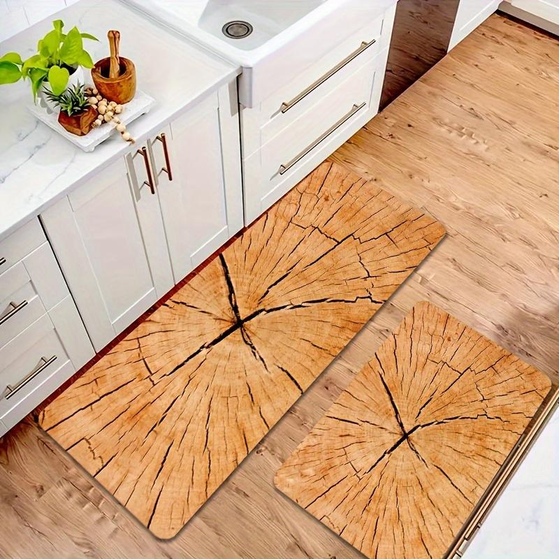 Rustic Wood Grain Area Rug, Soft Non-Slip Machine Washable Floor Mat for Game Room Laundry Room Kitchen Home Decor