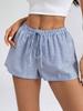 Damen-Sommershorts mit hohem Bund, Streifenmuster und Schnürung, lässig und elegant