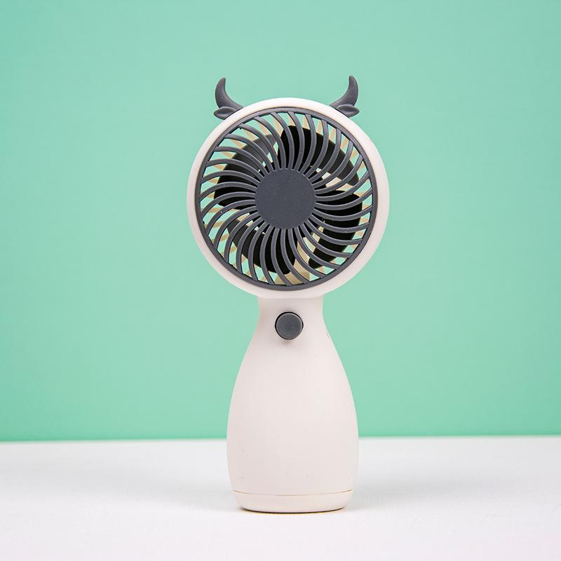 Portable Handheld Mini USB Fan with Lanyard and Rechargeable Horn Design for Outdoor Use