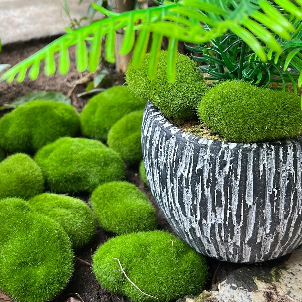 Simulation Moss Stone Artificial Moss Rock Ball Fake Green Plant for Home Garden Micro Landscape Pot Decoration Creative Crafts