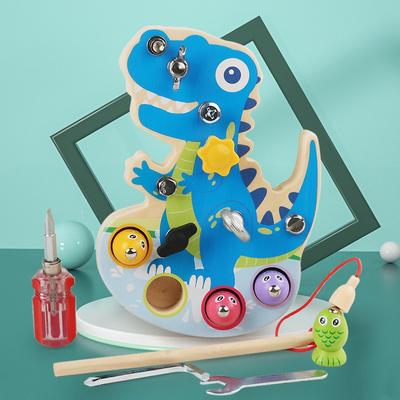 Kinder Cartoon Tier Dinosaurier Schraubenmutter Reparaturwerkzeug Baustein Demontage Busy Board pädagogisches Babyspielzeug