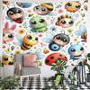 Cute Cartoon Insects and Animals Pattern Pattern Wall Hanging Tapestry Decorative Tapestry Home Decor for Bedroom and Living Room