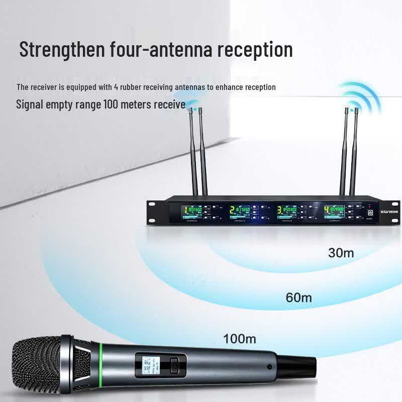 Xun Er Wei XW-634 Professional Quad Wireless Conference Microphone System (CN version)