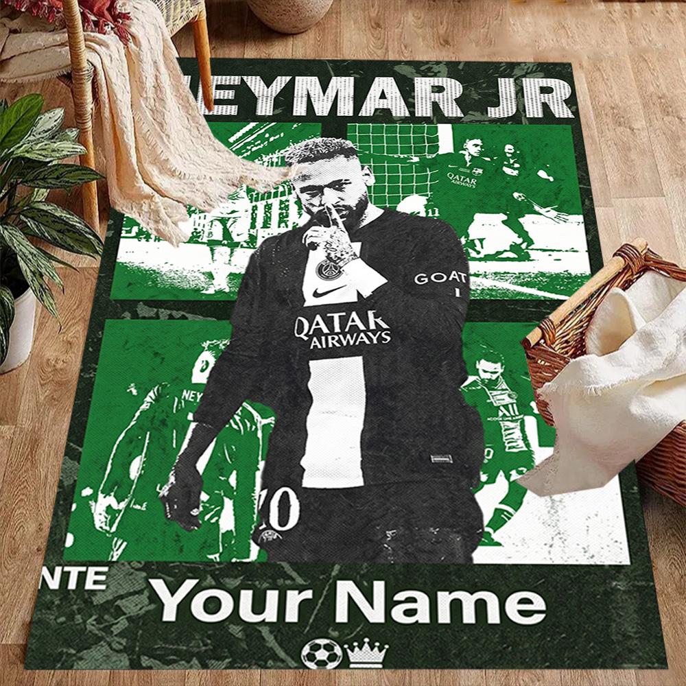 Poster Neymar Energy Tappetino Personalizzato con Nome per Corridoio, Stanze dei Giochi, Dormitorio, Sala Giochi, Tappeto Antiscivolo, Decorazione per Uffici, Regalo per Festival