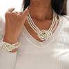 Imitation pearl beaded three-layer knotted sweater chain elegant temperament niche fashion necklace