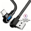 Double Angled USB C Charging Cable Fast Speed Data Sync Reinforced Braided Cord For Phones And Tablets