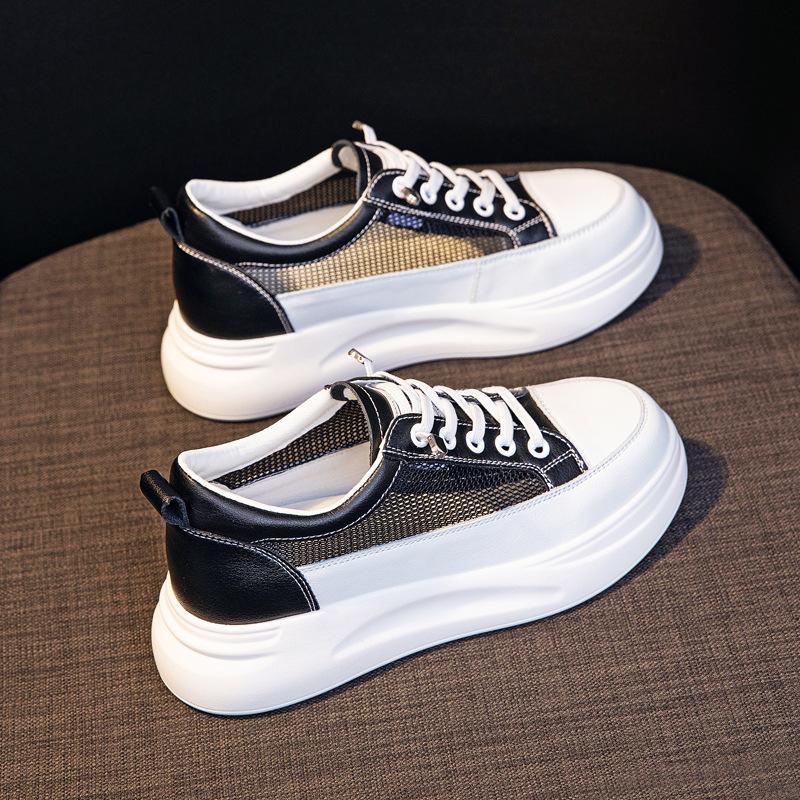 Inner Heightened Small White Shoes Women's  Spring New All-match White Shoes Thick-soled Sports Cowhide Women's Single Shoes