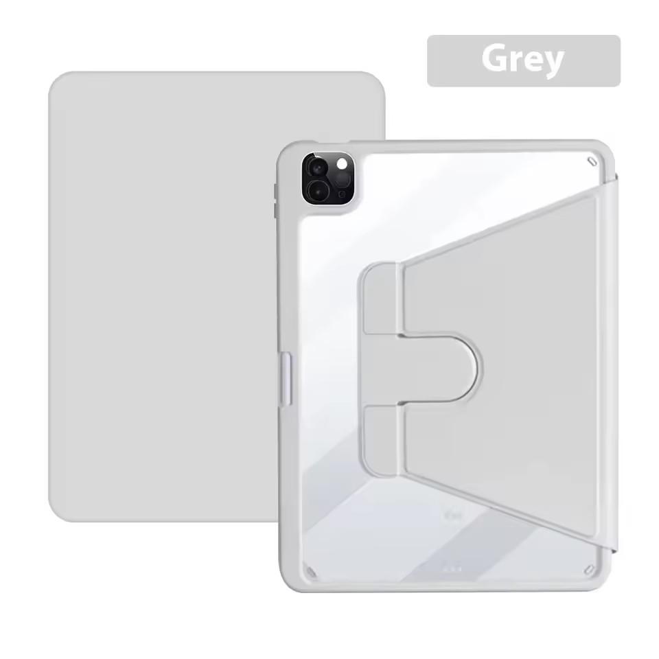 

For IPad 11th 2025 Pro 11 13 2024 Air 1 2 3 4 5 Mini 4 5 6 7 9.7 10.5 10.2 10th 10.9 360 Rotation with Pencil Holder Tablet Case iPad5th 6th 9.7 серый