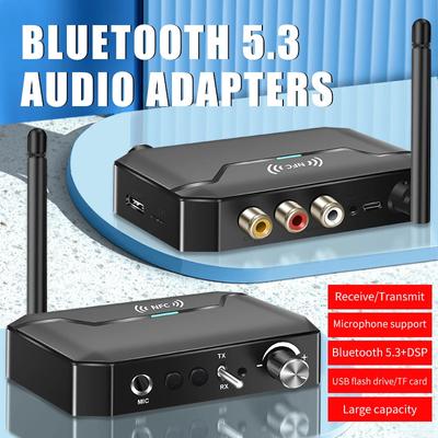 Transmisor Receptor de Audio Bluetooth 5.3 NFC 3.5mm AUX/RCA/USB/TF/Coaxial/Micrófono Karaoke 6.5MM Adaptador Inalámbrico Estéreo HiFi