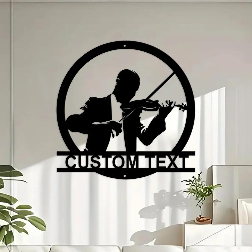 Personalized Violin Player Metal Wall Art, Custom Musician Gift, Music Room Decor, Violinist Sign