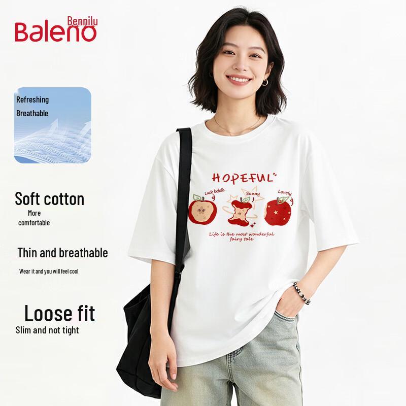 Baleno Women's Cotton Star Apple Print Short Sleeve T-Shirt
