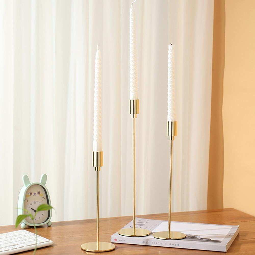 3sets Gold Taper Candle Holder 6cm Candle Holder Set Pillar Candle Holder Home Table Decoration