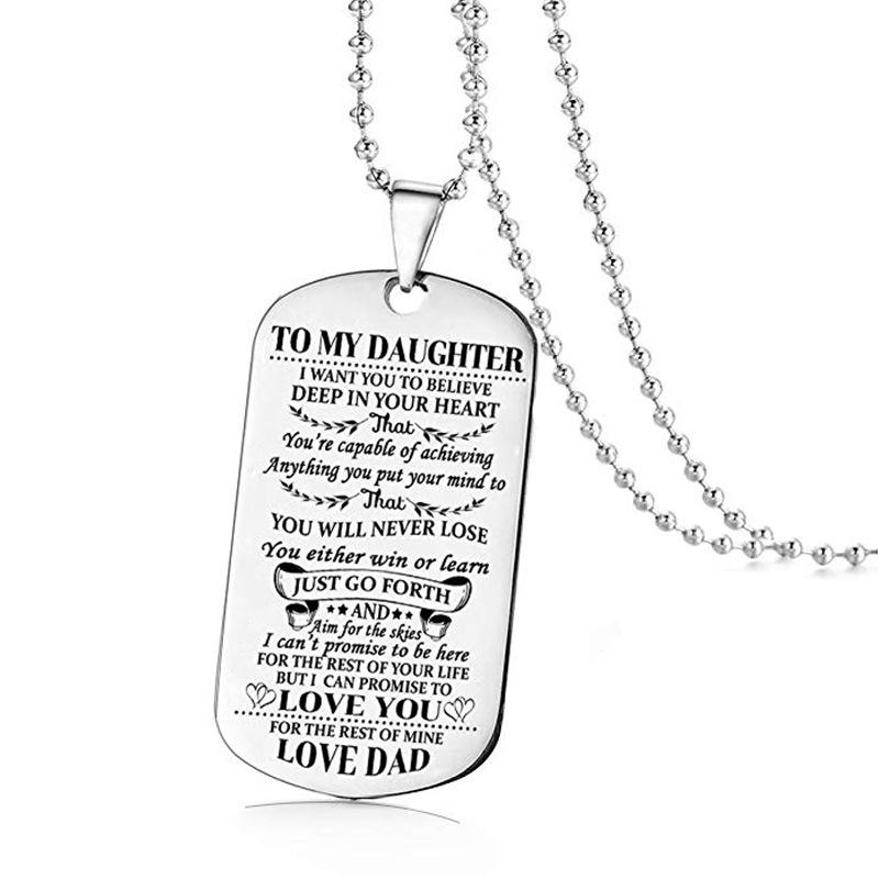 Necklace Fashion To My Son Daughter Dad Mom Dog Tag Birthday Gift Kids For