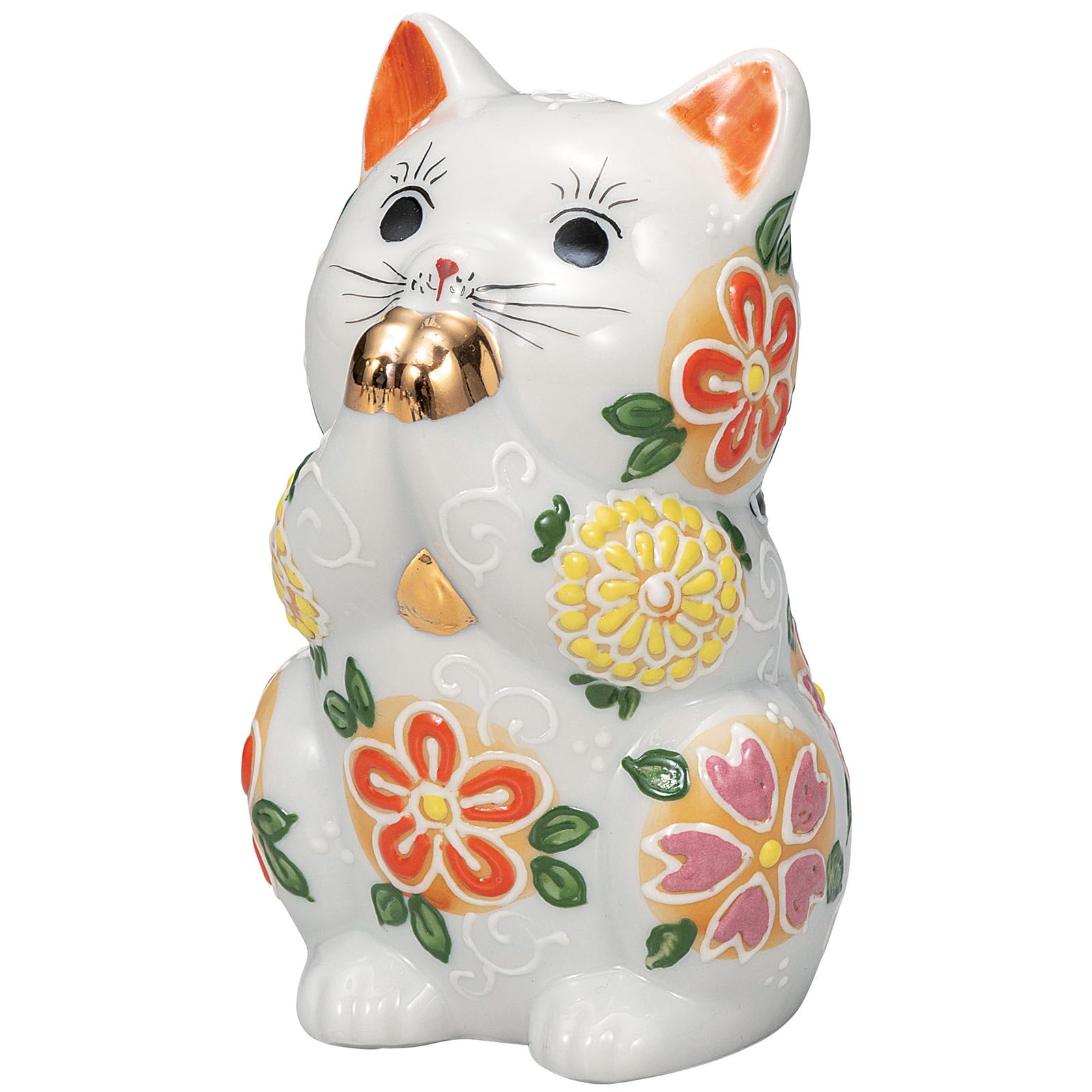 

Kutani Ware Size Hanahana Maneki-neko (Lucky Cat) Figurine, 11.3cm Tall, 3.8, (Flower), K9-1605 белый