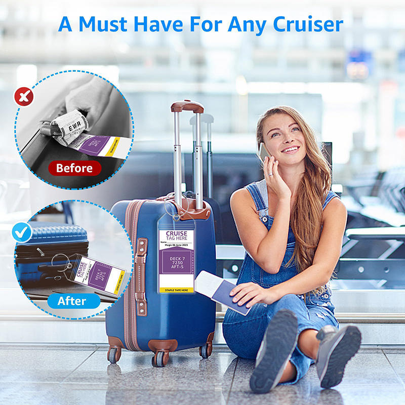 5PCS Luggage Tag Holder Waterproof Zipper Clear PVC Plastic Accessories Stainless Steel for Travel