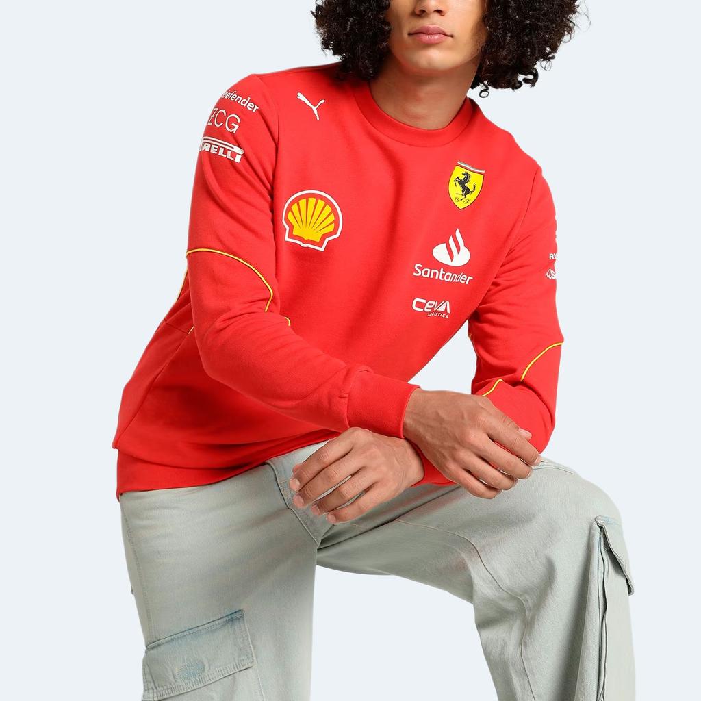 Puma Logo Printed Crew Neck Long Sleeve Sweatshirt Men Sweatshirt Red 763599-01