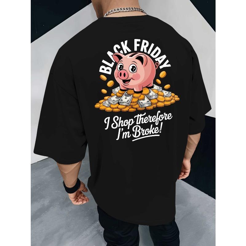 

Men s Black Friday Summer Short-Sleeve T-Shirt with Back Print - Casual Round Neck Breathable Top, Back for Vacation & Casual Attire S чёрный