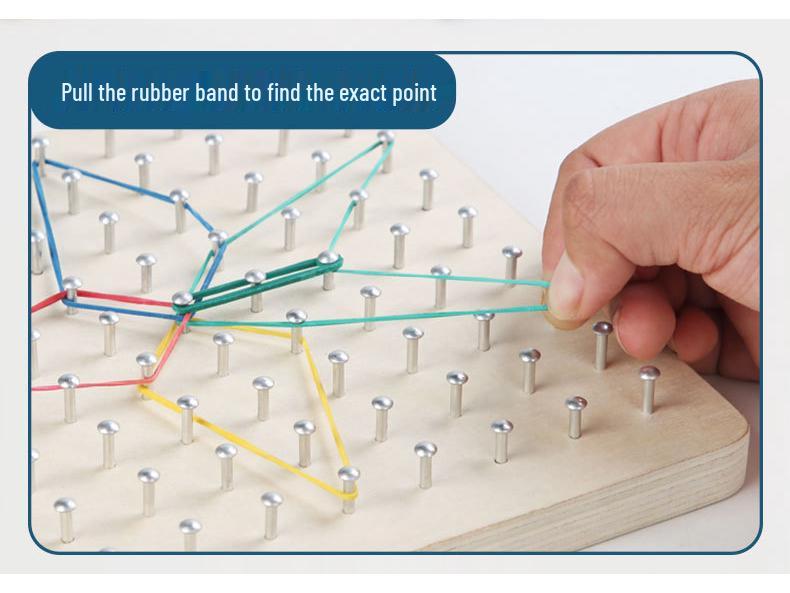 Montessori Geometric Pegboard: Creative Early Education Math Development Wooden Toy for Children.