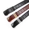 Men's High-End Crocodile Pattern Leather Belt with Alloy Automatic Buckle, Perfect for Business Wear