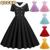 Fashion Summer Spring Solid Color Print Short Sleeve V-Neck Casual Dresses