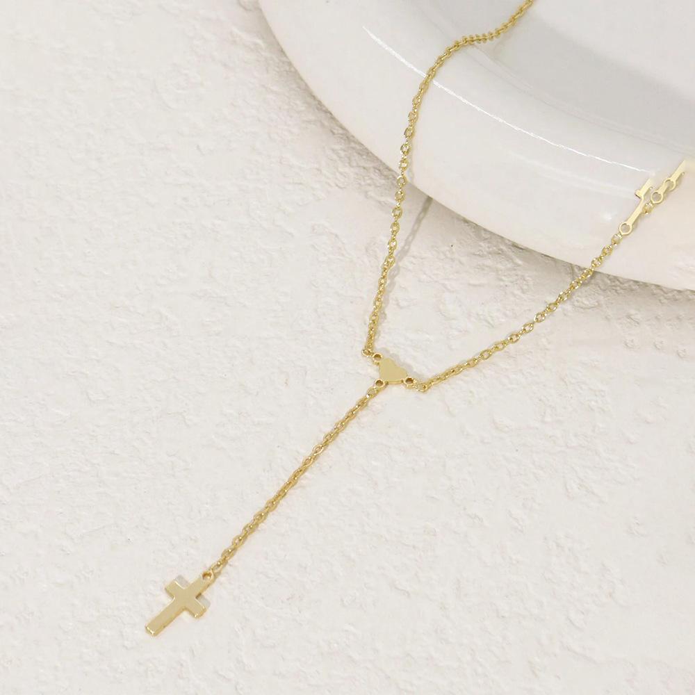 Fashion Retro Cross-border Simple Love Stainless Steel Collarbone Chain Fashion Personality Women s Matching Necklace