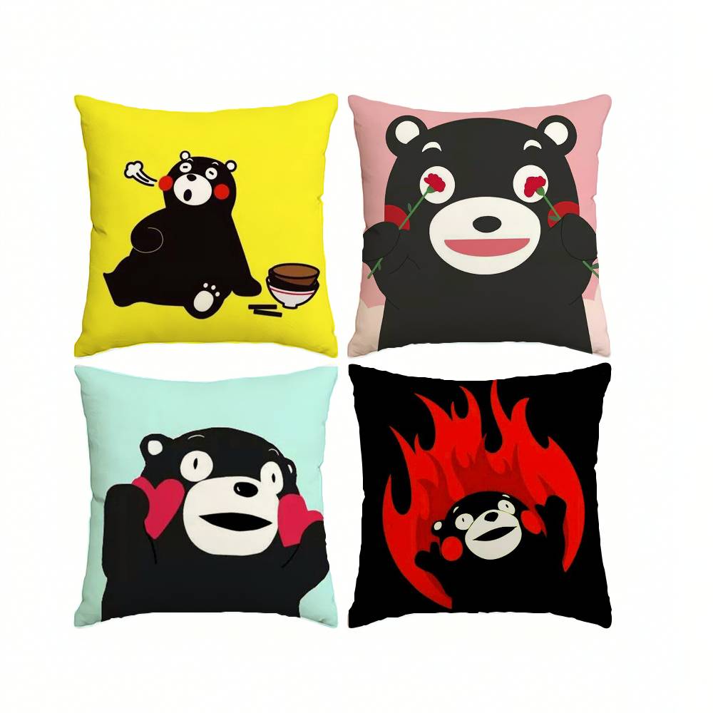 Cute Cartoon Mascot K-Kumamon-n  Pillow Case Square Double-Sided Sofa Cushion Cover Bedroom Bedside Pillow