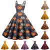 Women's Fashion Halloween Print Sexy Off Shoulder Vintage Dress