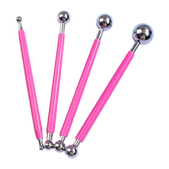 Art Craft Shaping Supplies 4Pcs Polymer Clay Tool Set, Sculpting Stick with Stainless Steel Ball Rods Ball, 4 Size DIY Fondant Pottery Modeling Tools