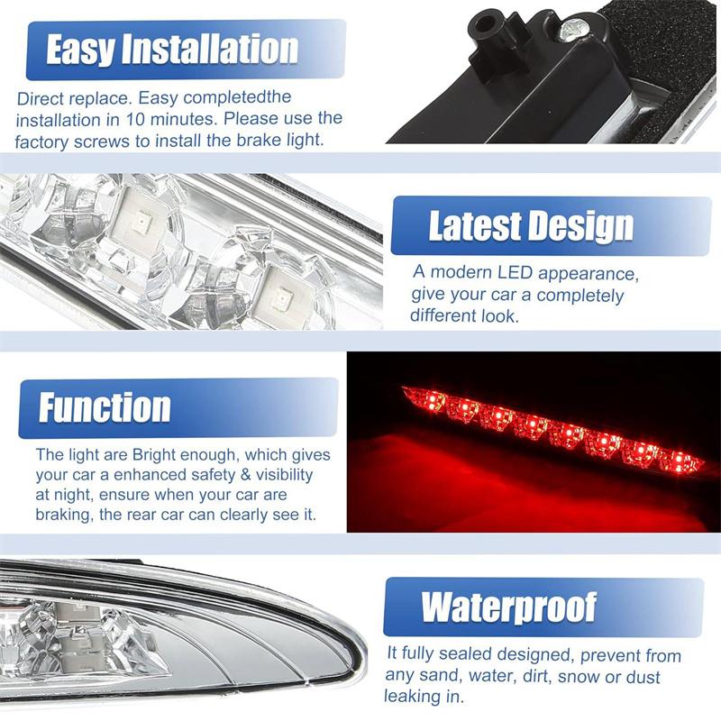For Mini Cooper R50 R53 2002 2003 2004 2005 2006 High Mounted Brake Light Assembly Rear Roof 3Rd Brake Light 63256935789 White