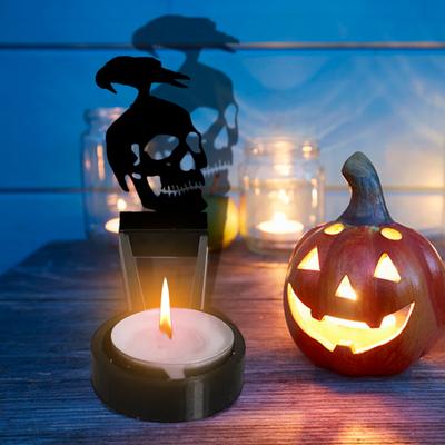 Halloween Horror Candle Holder Women Crow Skull Candle Shadow Caster Decoration Votive Tealight Candle Stand Candlestick Table Centerpiece