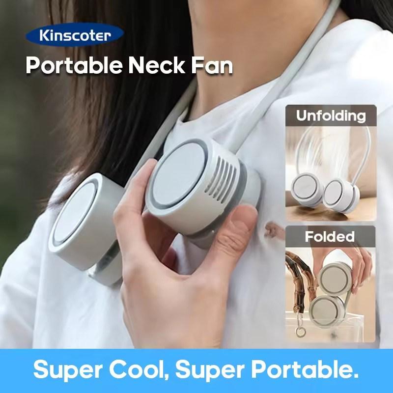 

New Portable Neck Fan Foldable Mini USB Fan Rechargeable 1600mah Cooling Wind Fans Personal Silent Neckfan For Sports абрикосовий