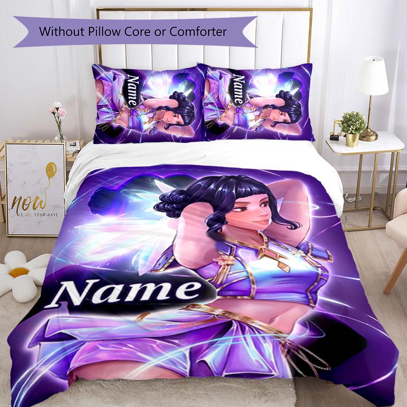 3pcs KPop Demon Hunters14 Cover Set - Personalized Name, HD Printed Bedding with 1 Cover and 2 Pillowcases - Perfect for Home Decor, Easy Care