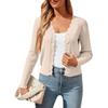 Cardigan da Donna alla Moda Scollo a V Manica Lunga Corto da Donna Maglione Cappotto Lavorato a Maglia