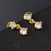 1pc Simple Gold Color Elegant Screw Stud  Earring For Women Cute Ear Piercing Lobe Cartilage Accessory Mini Zircon Ear Jewelry