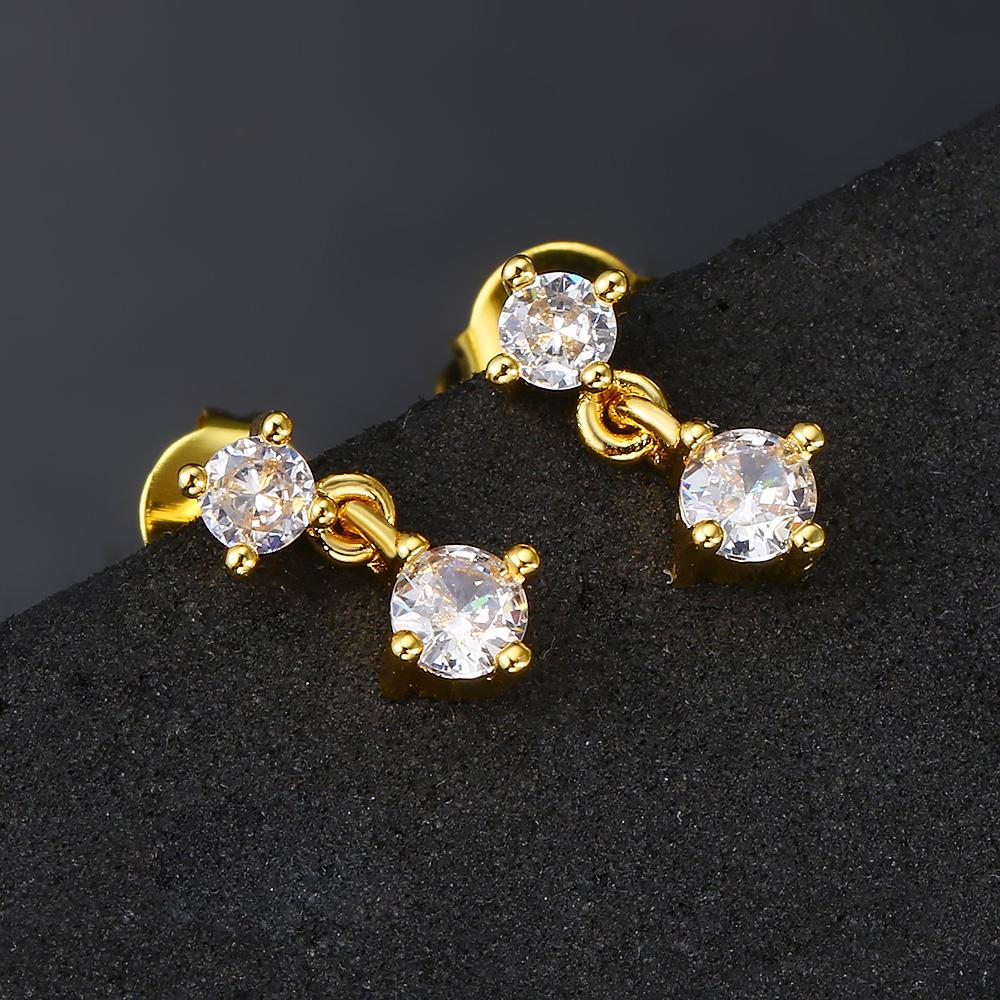 1pc Simple Gold Color Elegant Screw Stud Earring For Women Cute Ear Piercing Lobe Cartilage Accessory Mini Zircon Ear Jewelry