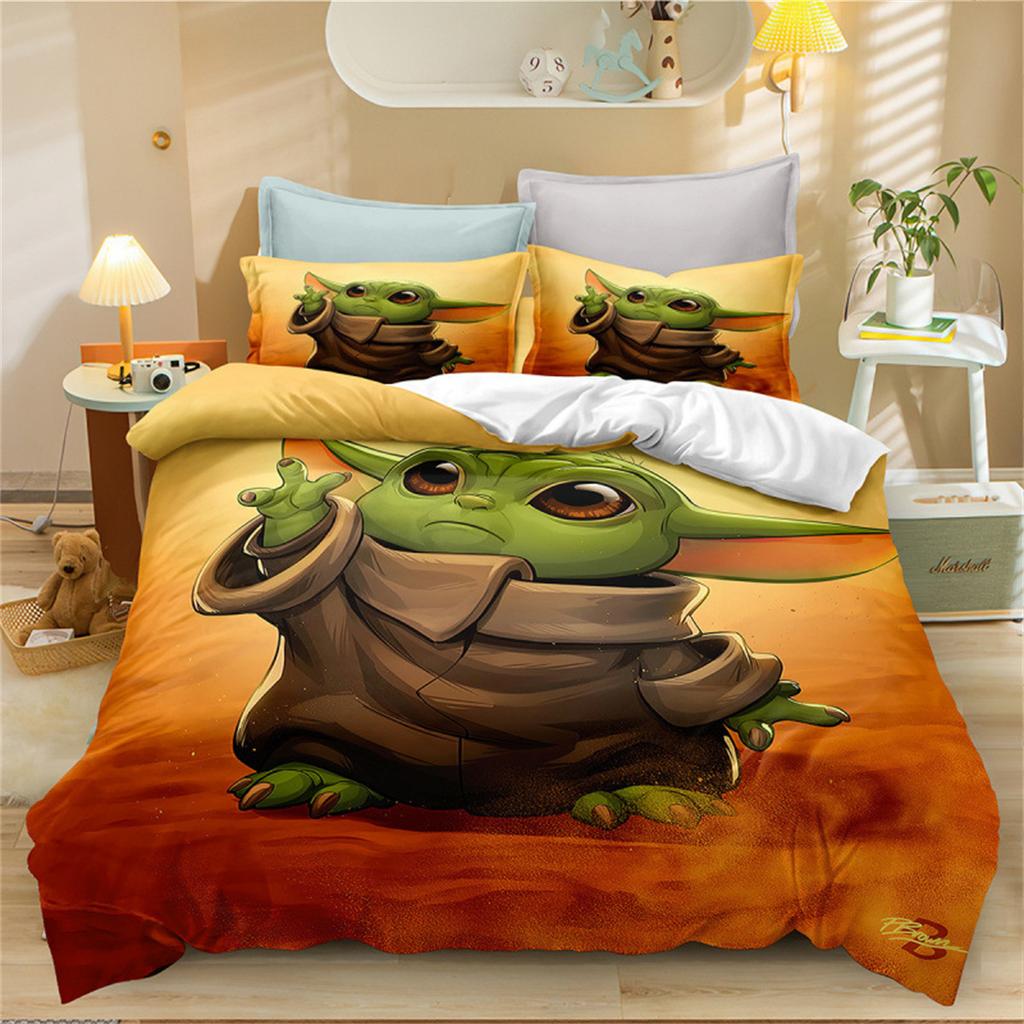 Cartoon Baby Y-Yodas Bedding Set And Pillowcases75*50Cm, Cartoon Bedding Textile Duvet Cover Kawaii Set For Kids Adult Bedroom