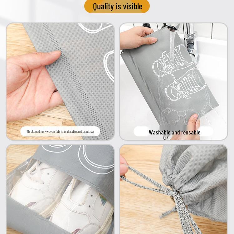 Dustproof Shoe Storage Bag with Drawstring Closure for Boots and Slippers